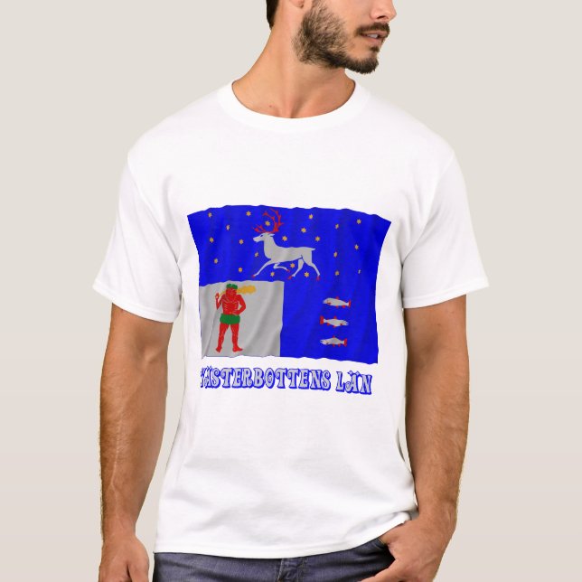 Camiseta Bandeira de ondulação do län de Västerbottens com (Frente)