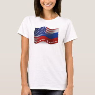 Camiseta Bandeira de ondulação Russo-Americana