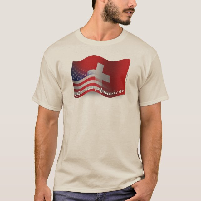 Camiseta Bandeira de ondulação Suíço-Americana (Frente)