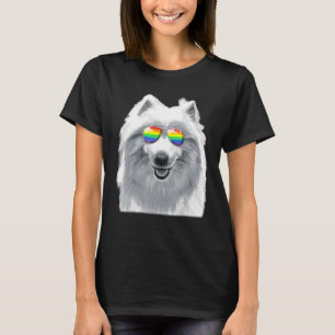 Camiseta Bandeira de Orgulho gay de Cachorro Samojado Lgbt