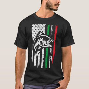 Camiseta Bandeira de Pesca Italiana Americana para Pescador