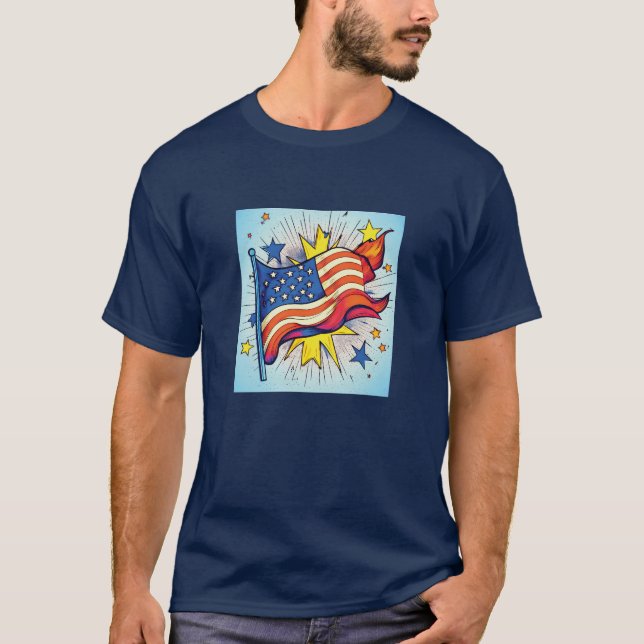 Camiseta Bandeira de Pop de arte americana (Frente)