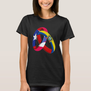 Camiseta Bandeira de Porto Rico Anel de Casamento Crescido