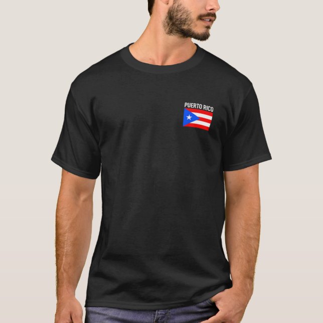 Camiseta Bandeira de Porto Rico Bolsinho Raízes Familiares  (Frente)