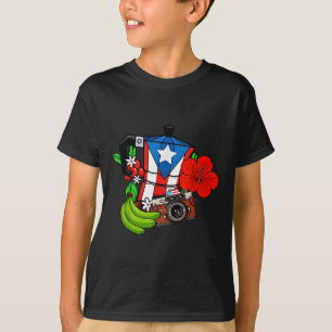 Camiseta Bandeira de Porto Rico Floral Sapo Boricua Mulhere