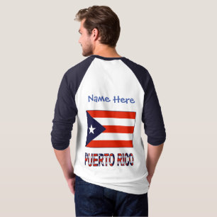 Camiseta Bandeira de Porto Rico Porto-Riquenho Azul Persona