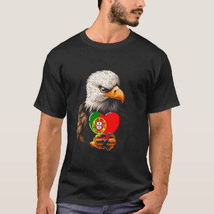 Camiseta Bandeira de Portugal Águia Coração Orgulho Portugu