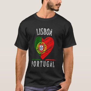Camiseta Bandeira de Portugal Coração Cidade de Lisboa