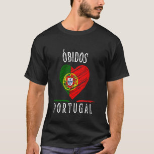 Camiseta Bandeira de Portugal Coração Cidade de Óbidos