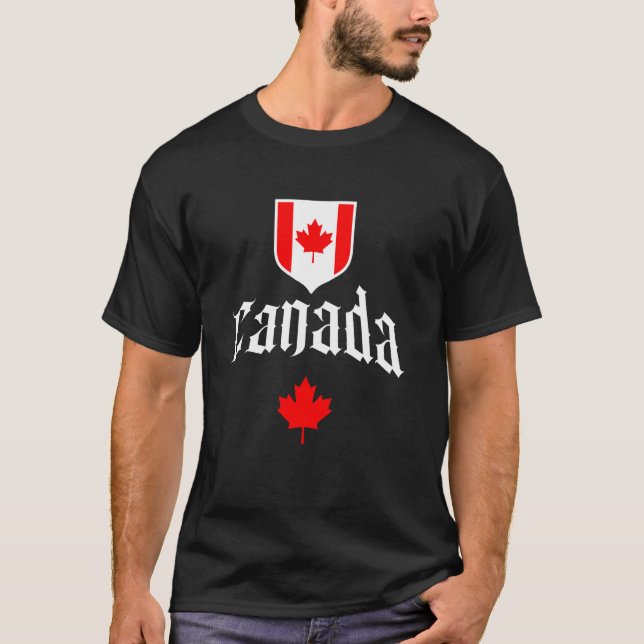 Camiseta Bandeira de Presente do Canadá Varsity Canadense T (Frente)