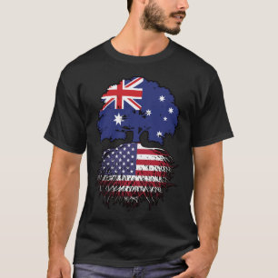 Camiseta Bandeira de Raízes da Árvore Australiana dos EUA