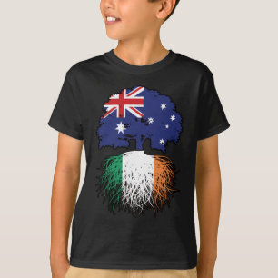 Camiseta Bandeira de Raízes da Árvore da Austrália Irlandes