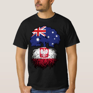 Camiseta Bandeira de Raízes da Árvore da Austrália Polônia 
