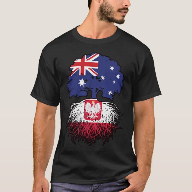 Camiseta Bandeira de Raízes da Árvore da Austrália Polônia  (Frente)