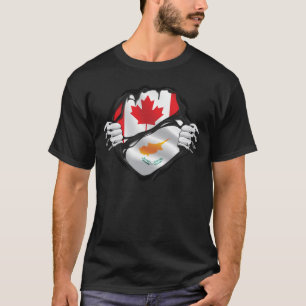 Camiseta Bandeira de Raízes das Mãos Canadianas Cipriotas