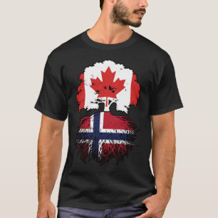 Camiseta Bandeira de Raízes de Árvore Norueguesa do Canadá