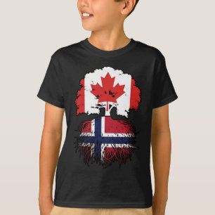 Camiseta Bandeira de Raízes de Árvore Norueguesa do Canadá