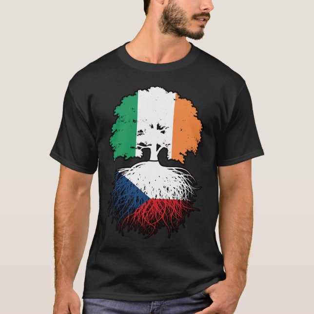 Camiseta Bandeira de Raízes de Árvores na Irlanda Checa (Frente)