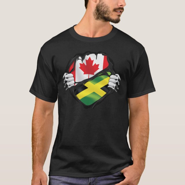 Camiseta Bandeira de Raízes jamaicana Canadiana (Frente)