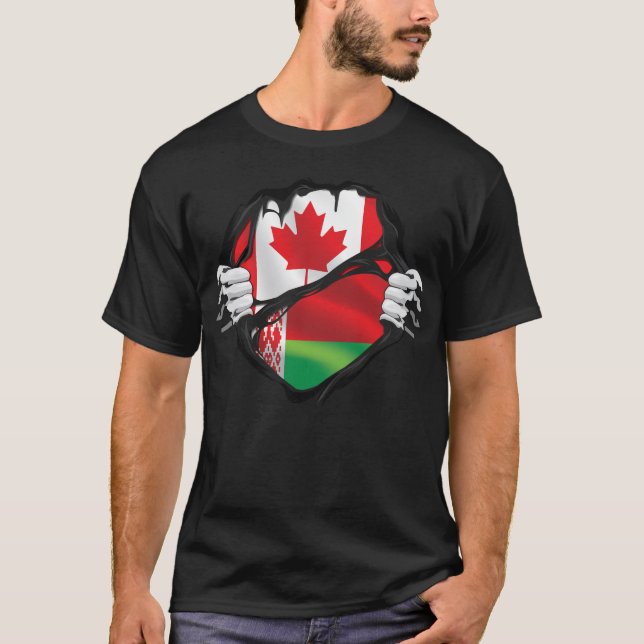 Camiseta Bandeira de Raízes na Bielorrússia - Mãos Canadens (Frente)