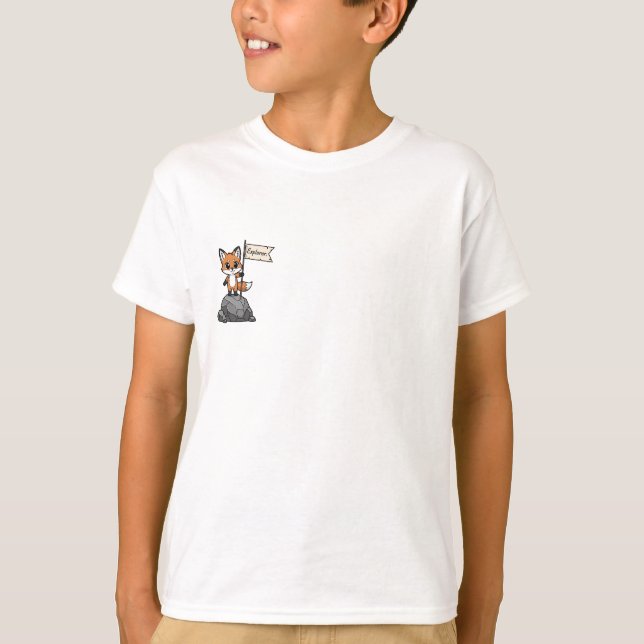 Camiseta Bandeira de Raposa Exploradora Aventureira para Cr (Frente)