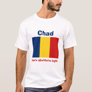 Camiseta Bandeira de República do Tchad + Mapa + T-shirt d