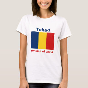Camiseta Bandeira de República do Tchad + Mapa + T-shirt d