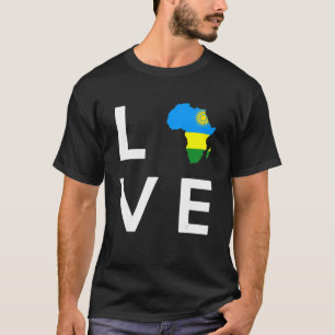 Camiseta Bandeira de Ruanda Amor África Silhueta do Contine