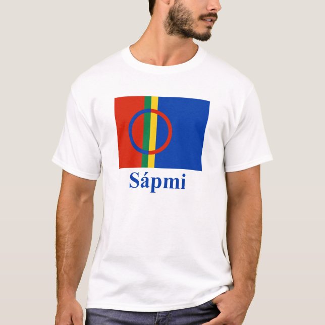 Camiseta Bandeira de Sapmi com nome em Saami (Frente)