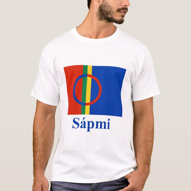 Camiseta Bandeira de Sapmi com nome em Saami (Frente)