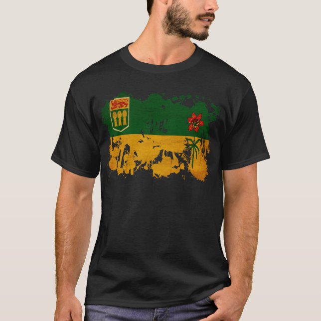 Camiseta Bandeira de Saskatchewan (Frente)