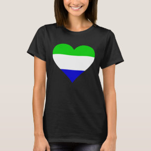 Camiseta Bandeira de Serra Leoa Coração Presentes de Serra