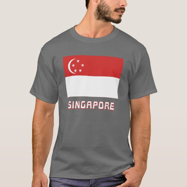 Camiseta Bandeira de Singapore com nome (Frente)