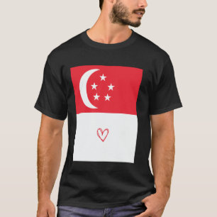 Camiseta Bandeira de Singapura Coração Singapurense Orgulho