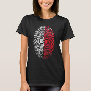 Camiseta Bandeira de Singapura Impressão Digital DNA Homens