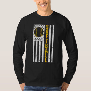 Camiseta Bandeira de Softbol Roupa de Treinador de Softbo