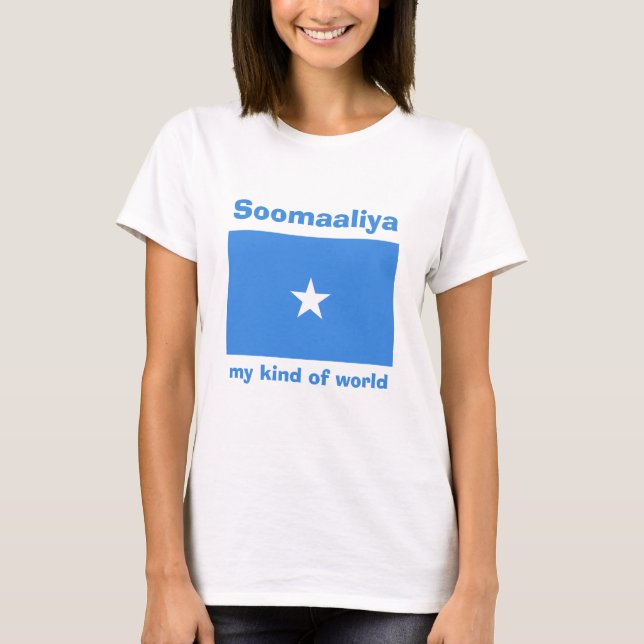 Camiseta Bandeira de Somália + Mapa + T-shirt do texto (Frente)