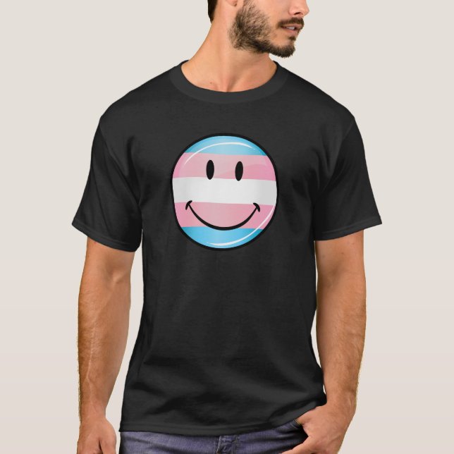 Camiseta Bandeira de sorriso redonda do Transgender (Frente)