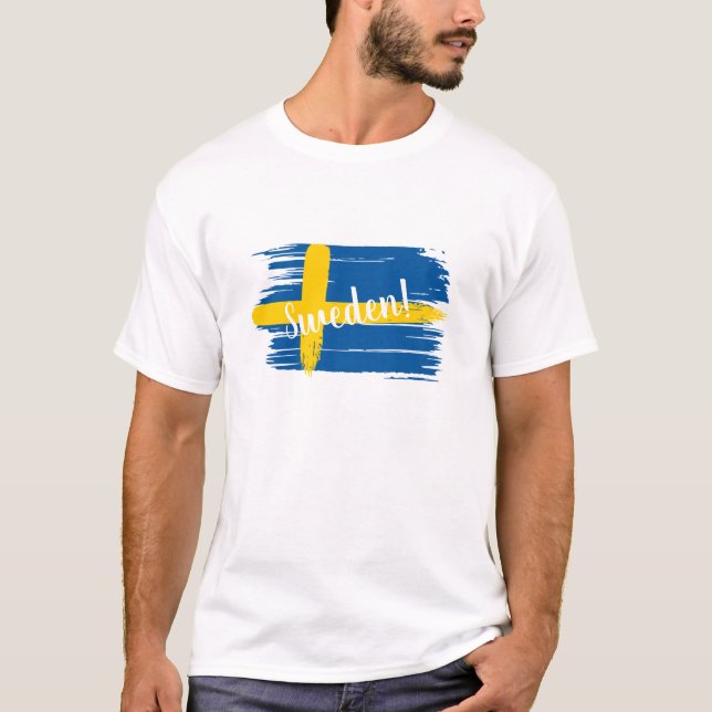 Camiseta Bandeira de Suecia de Brushacarc Artístico (Frente)
