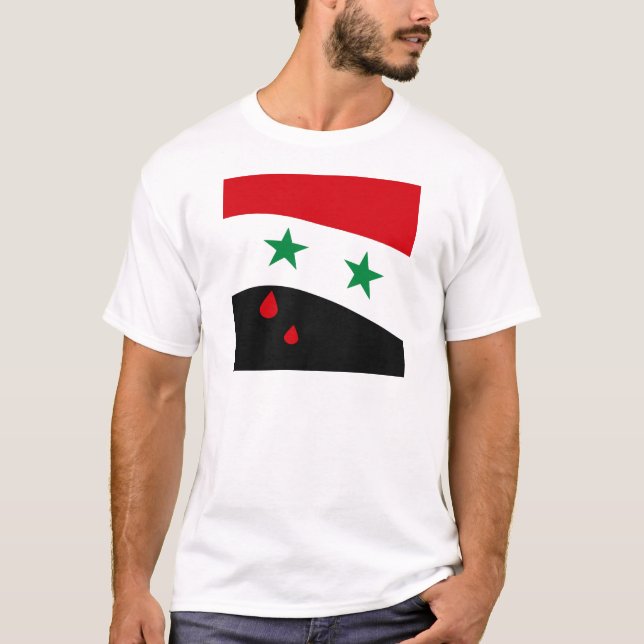 Camiseta Bandeira de Syria que acena com os rasgos (Frente)