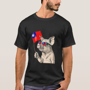 Camiseta Bandeira de Taiwan Porco Taiwan Raízes Taiwanesas 