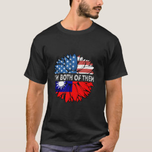Camiseta Bandeira de Taiwan Sunflower EUA Eu sou ambos de T