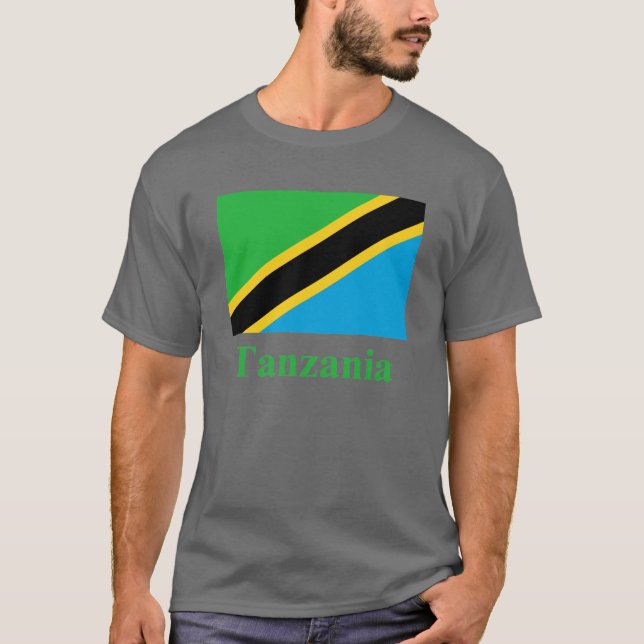 Camiseta Bandeira de Tanzânia com nome (Frente)
