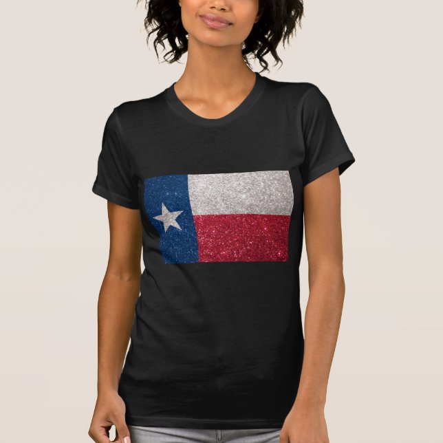 Camiseta Bandeira de Texas do brilho do falso (Frente)
