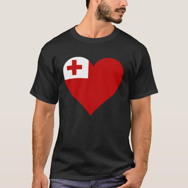 Camiseta Bandeira de Tonga Coração Presentes de Tonga Amor  (Frente)