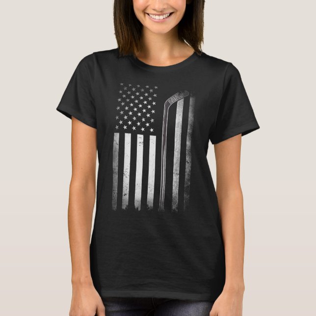 Camiseta Bandeira De Treino De Hóquei No Gelo Dos EUA Ameri (Frente)