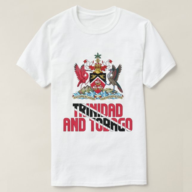 Camiseta Bandeira de Trinidad e Tobago e Casaco de Armas (Frente do Design)