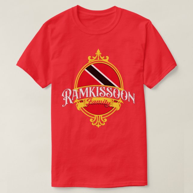 Camiseta Bandeira de Trinidade e Tobago da família Ramkisso (Frente do Design)