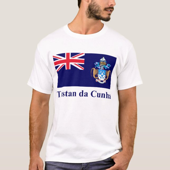 Camiseta Bandeira de Tristan a Dinamarca Cunha com nome (Frente)