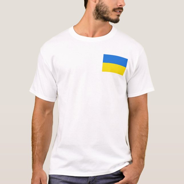 Camiseta Bandeira de Ucrânia e t-shirt do mapa (Frente)
